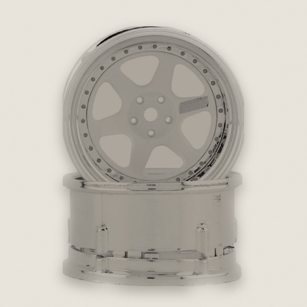 Drift Wheels, Drift Element 6-Spoke, White & Chrome (2) - DS Racing