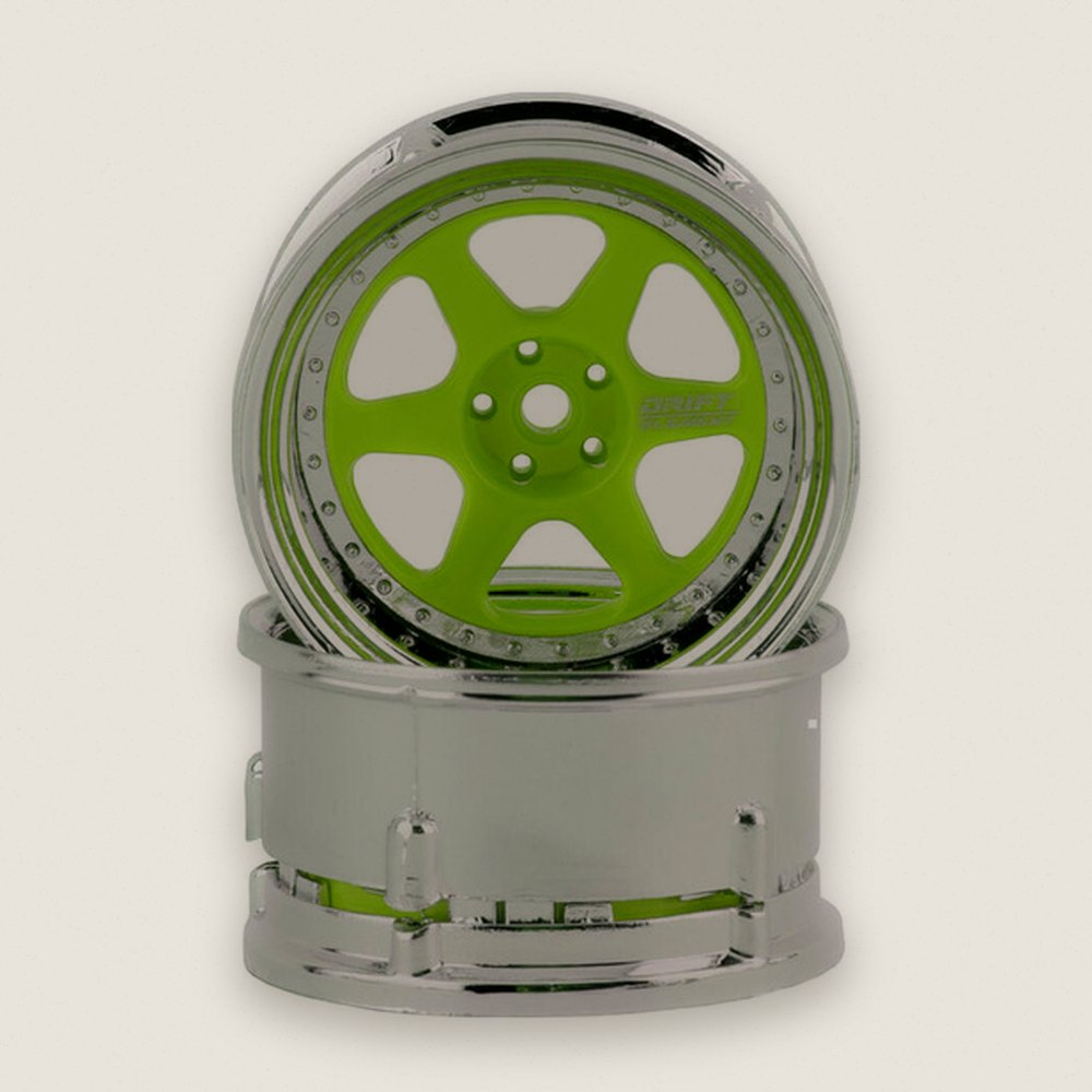 Drift Wheel, Drift Element 6-Spoke, Green Face/Chrome Lip/Chrome - DS Racing