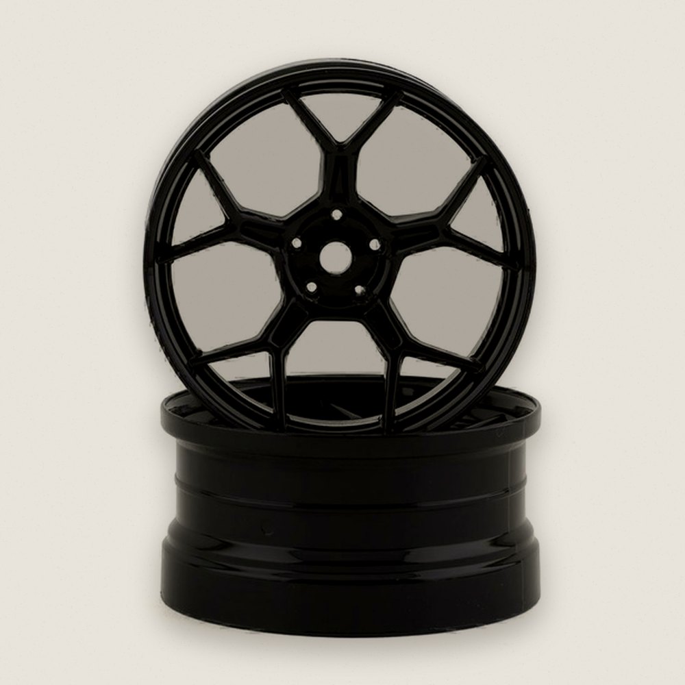 Split Spoke Drift Rim, Feathery, Black High Gloss (2), 6mm Offset - DS Racing