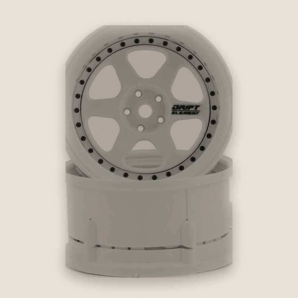 Drift Wheels, Drift Element 6 Spoke, Triple White with Black Rivets - DS Racing
