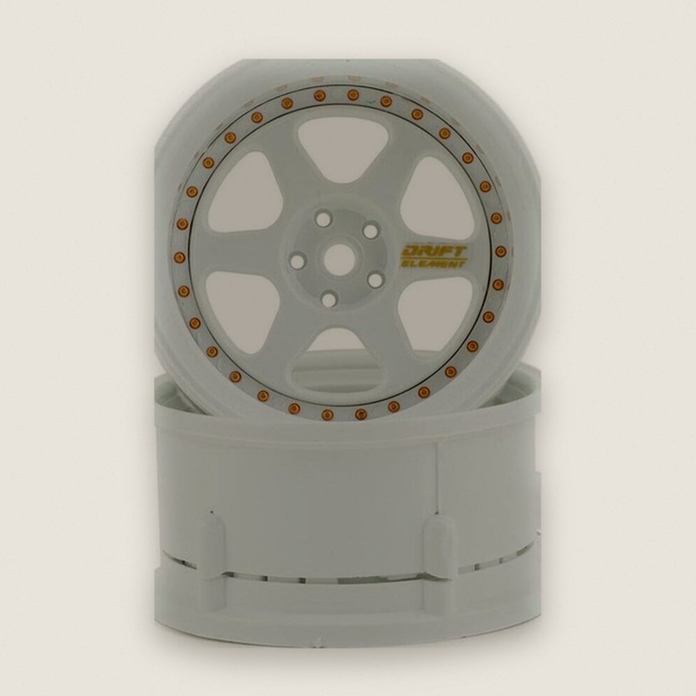 Drift Wheels, Drift Element 6 Spoke, Triple White with Gold Rivets - DS Racing