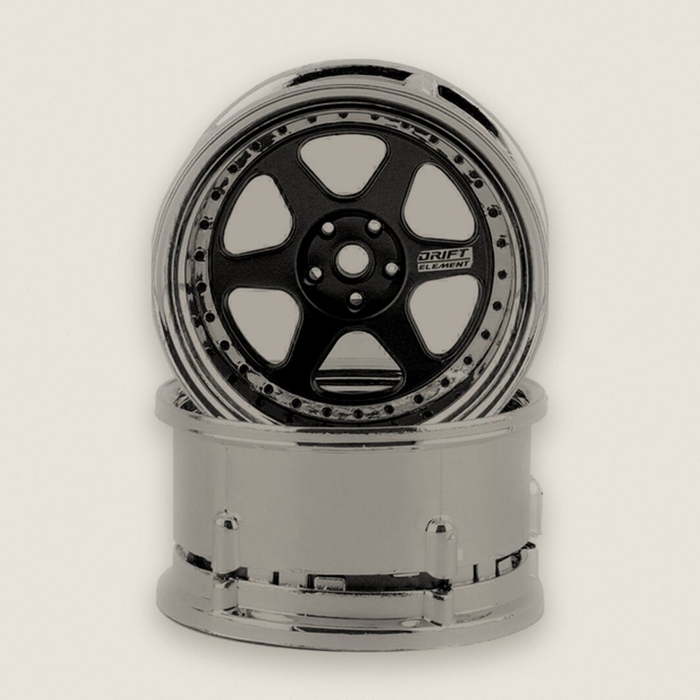 Drift Wheels, Drift Element 6 Spoke, Gold & Chrome (2) - DS Racing