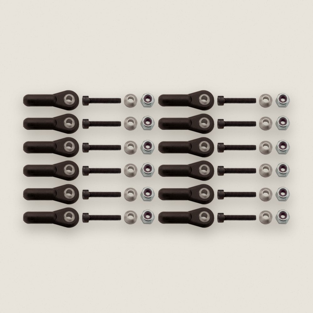 Heavy-Duty Ball Links, 4-40, with Spacers, Black, Qty 12 - DU-BRO