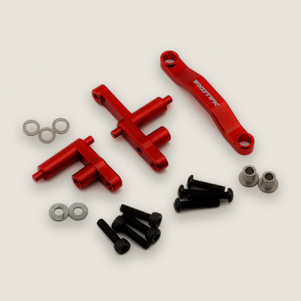 Steering Bellcrank Set, Aluminum Heavy-Duty, Red, for Arrma Grom/Losi Nascar - Exotek