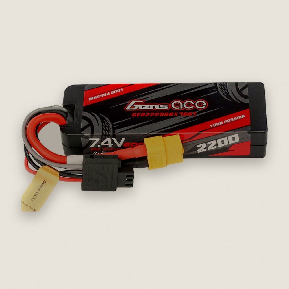 LiPo Battery Pack, HardCase, 2200mAh 2S 60C 7.4V G-Tech - Gens Ace