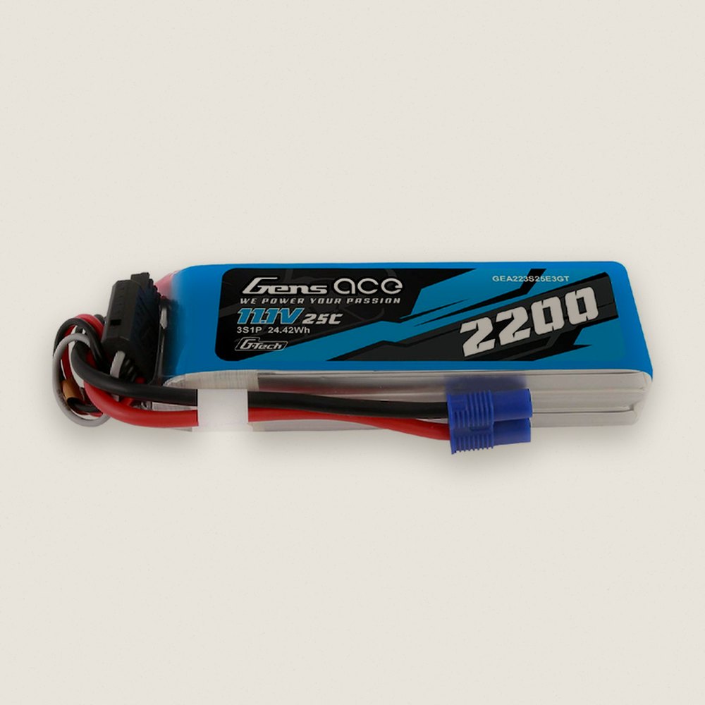 LiPo Battery, 11.1V 1300mAh 3S 25C G-Tech Smart, EC3 - Gens Ace