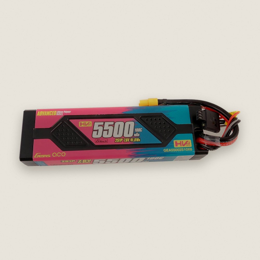 LiHV Battery, 7.6V 5500mAh 2S 100C for TRX with XT60 Plug - Gens Ace
