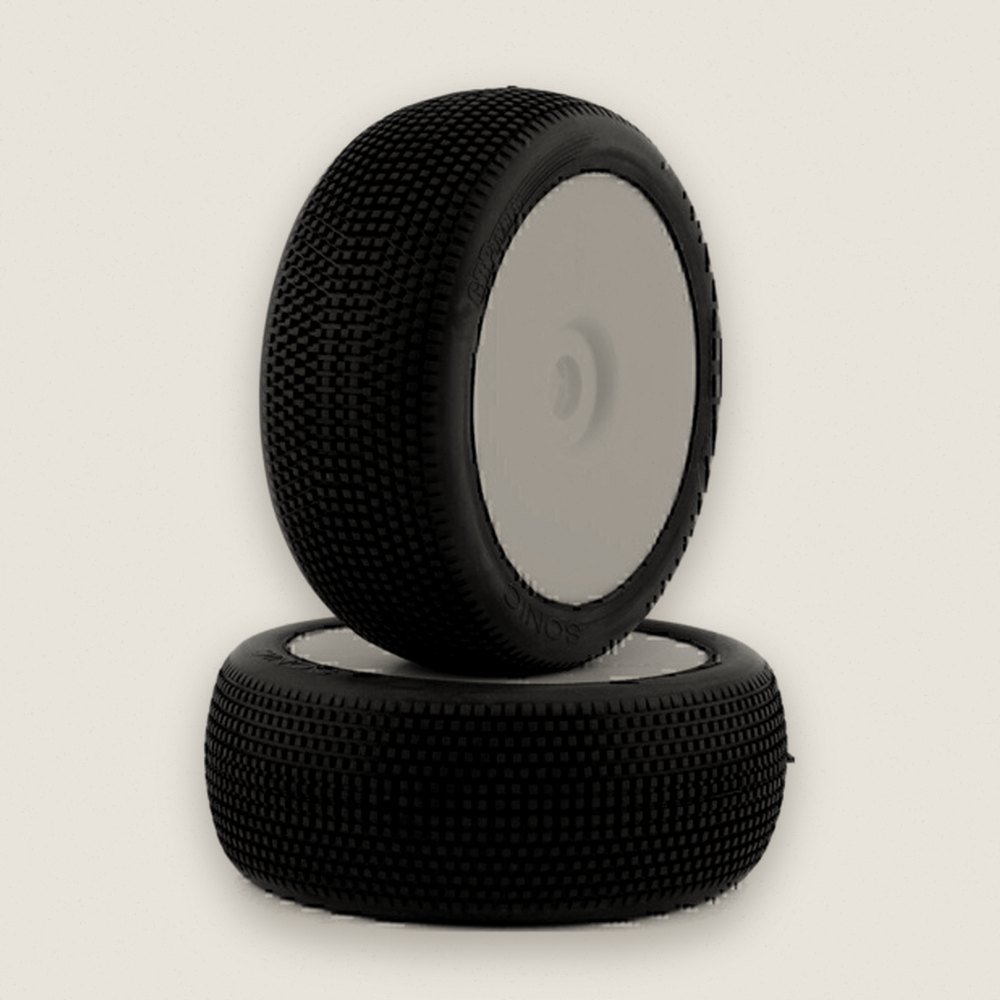 Buggy Tires, Sonic Pre-Mounted 1/8 (2) (White) (Extra Soft) - GRP Tires
