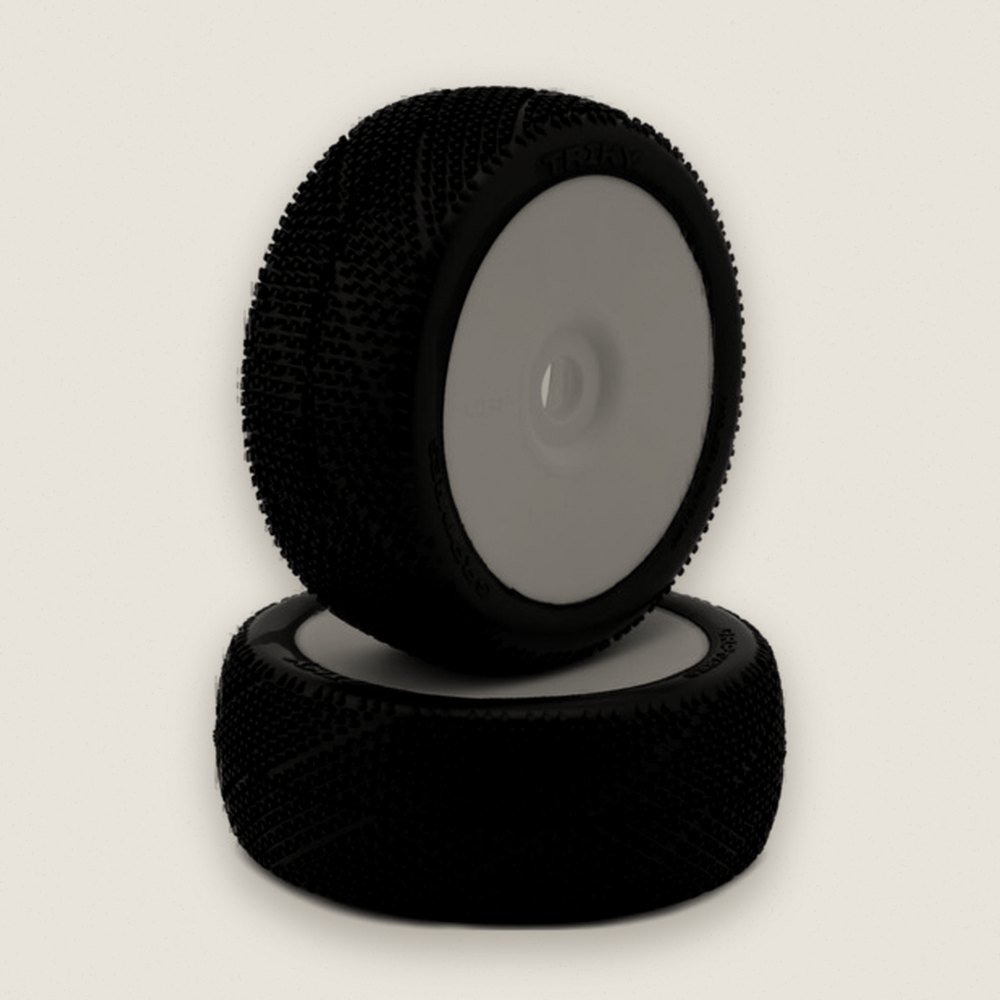 Pre-Mounted Buggy Tires, 1/8 Triky with White S35 Soft (2 Pack) - GRP Tires