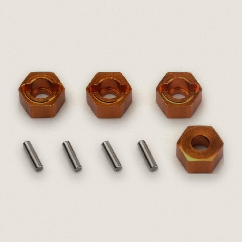 Hex Hub Set, Aluminium 7mm Orange, 4 Pieces for Mini King Flux Big Kahuna Bronco 4400 - HPI