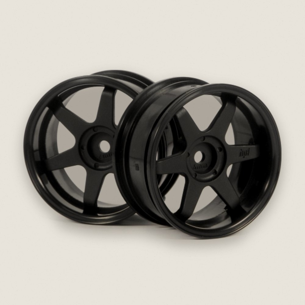 Wheels, Te37 26mm Black 6mm Offset with 26mm Tires (2) - HPI