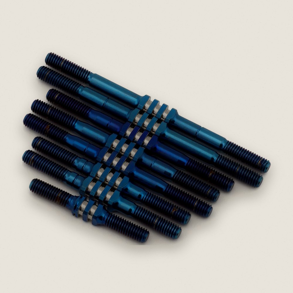 Turnbuckle Set, RC10 Worlds Fin Titanium Burnt Blue 8pc - JConcepts