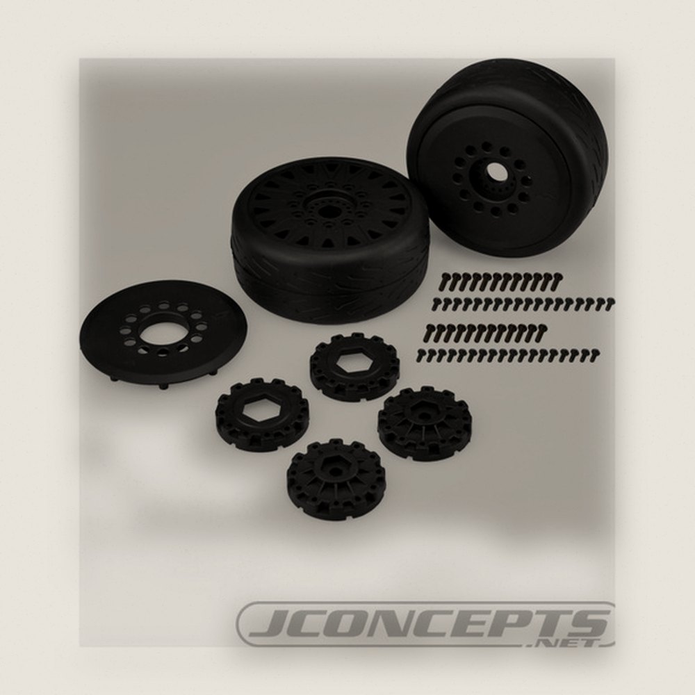 Speed Fangs On-Road Tires, Platinum Compound, Belted, Mounted Black - JConcepts