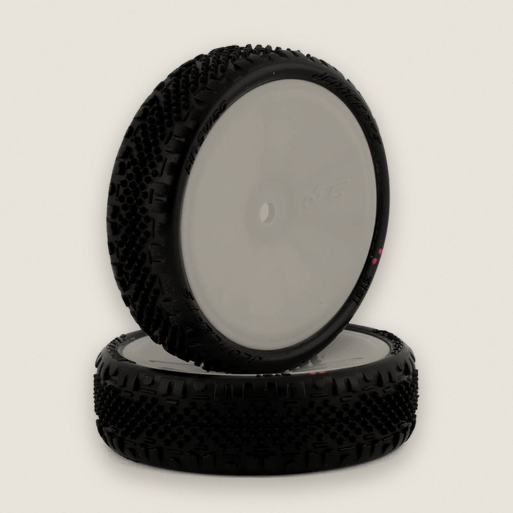 Pre-Mounted 2WD Front Tires, Pink Pin Swag on 3376w Wheels - JConcepts