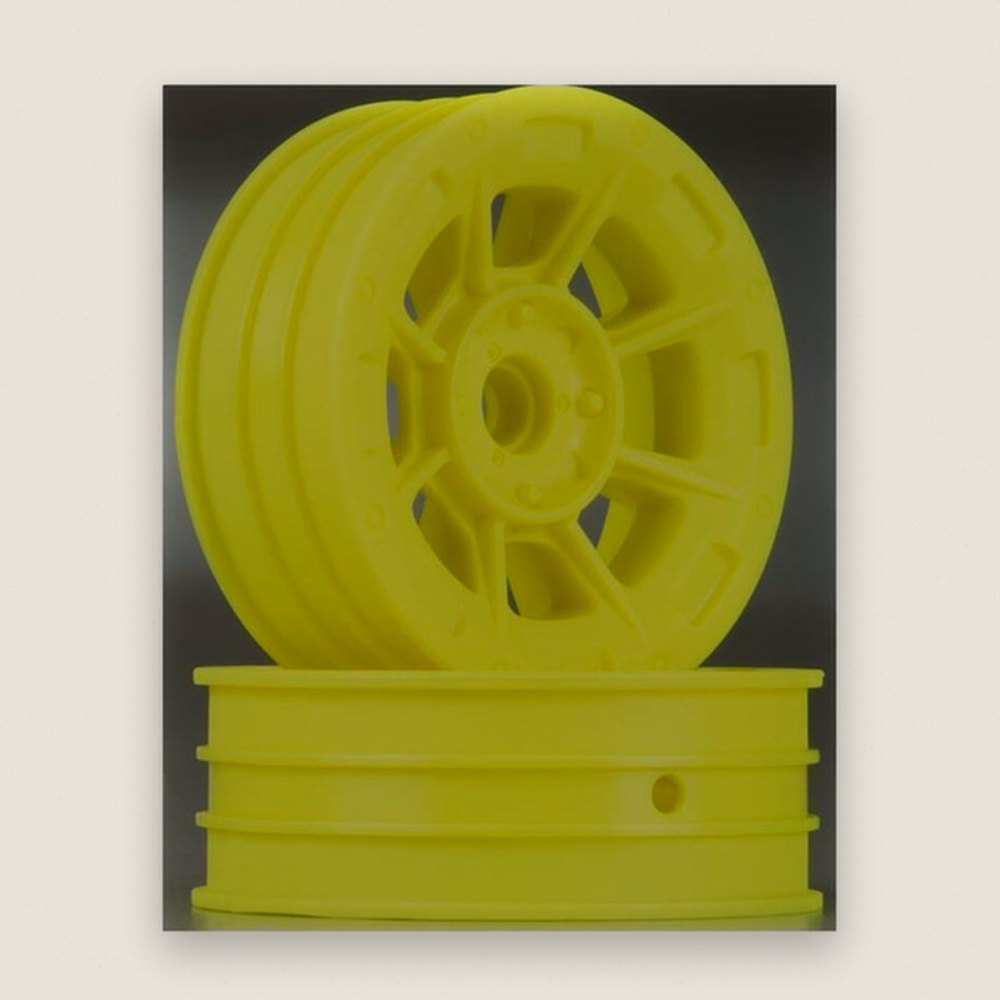 Front Wheels, Yellow Hazard 1.9 Inch for RC10, 2-Pack - JConcepts