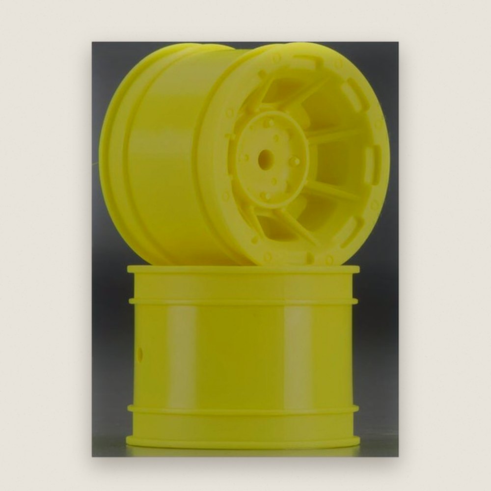 Rear Wheels, Yellow Hazard 1.7 Inch for RC10, 2-Pack - JConcepts
