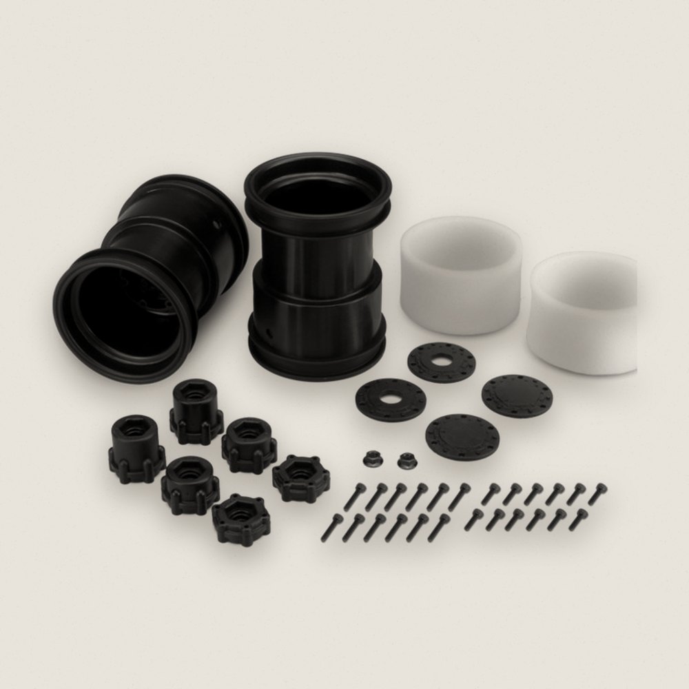 Monster Truck Wheels, Black Tribute 2.6x3.6 Inch with Adapter, 2-Pack - JConcepts