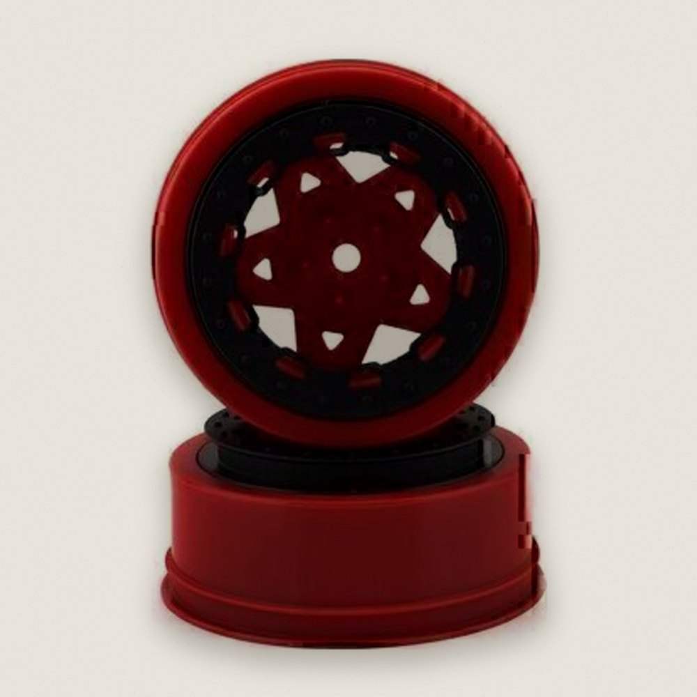 Narrow Front Wheel, Red Wheel with Black Beadlock, Tremor Slash - JConcepts