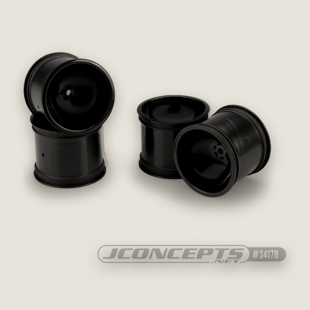 Front Wheel, Black 2.2 Super Dish for TRA Rustler/Stampede - JConcepts