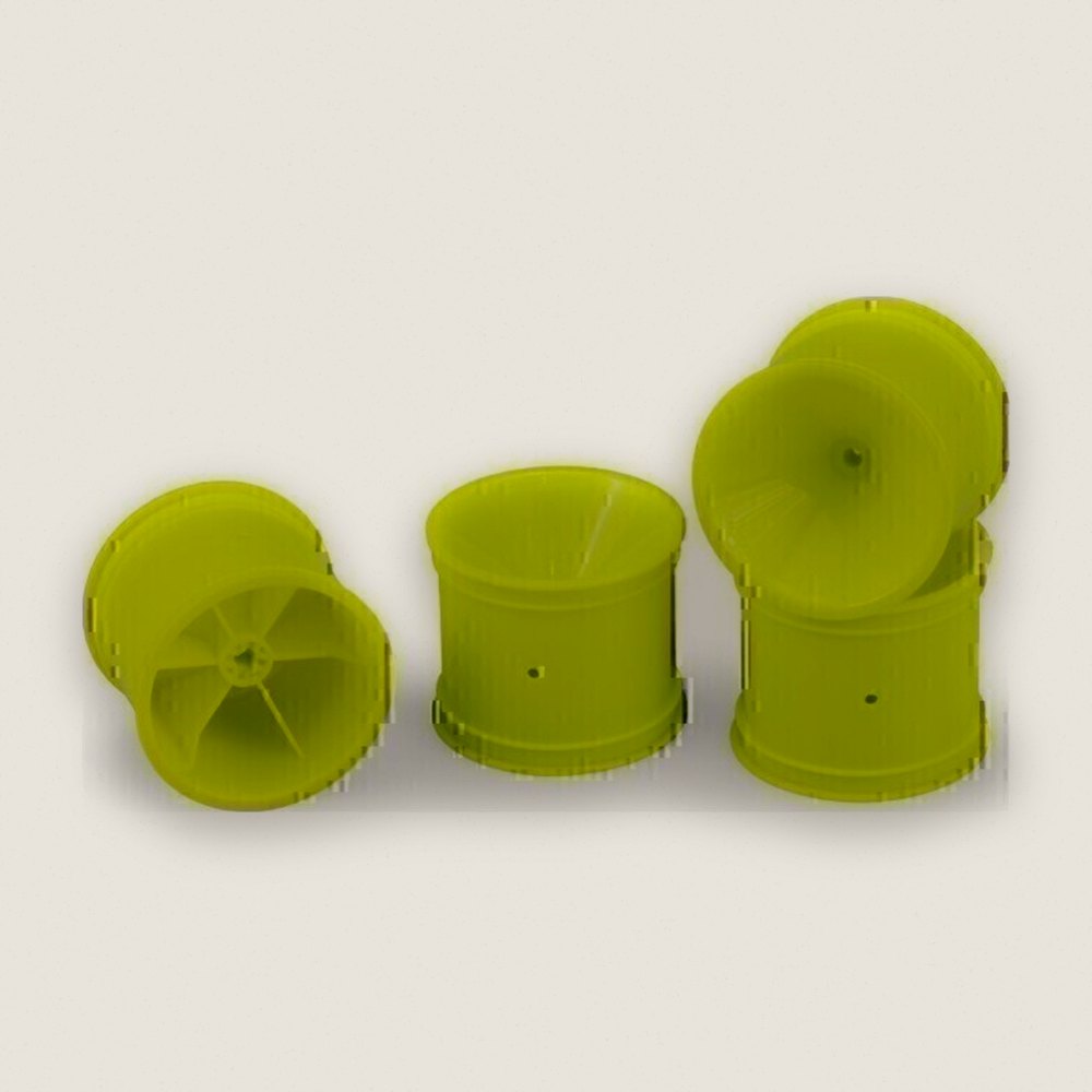 Rear 3/16 Axle Wheels, Yellow Mono for RC10t, T2, T3, GT, 4-Pack - JConcepts