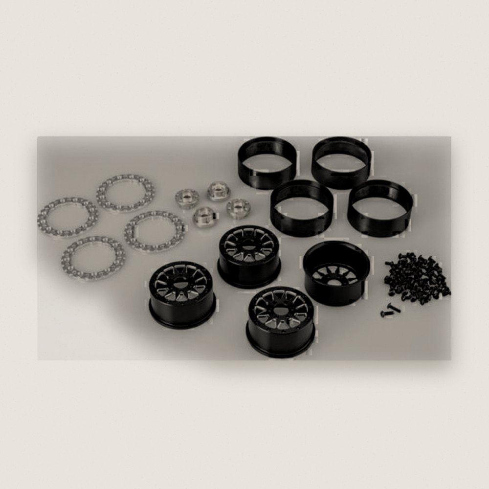 Crawler Wheel, Ultra 2.0 12-Spoke Black with Silver Chamfer and b - JConcepts