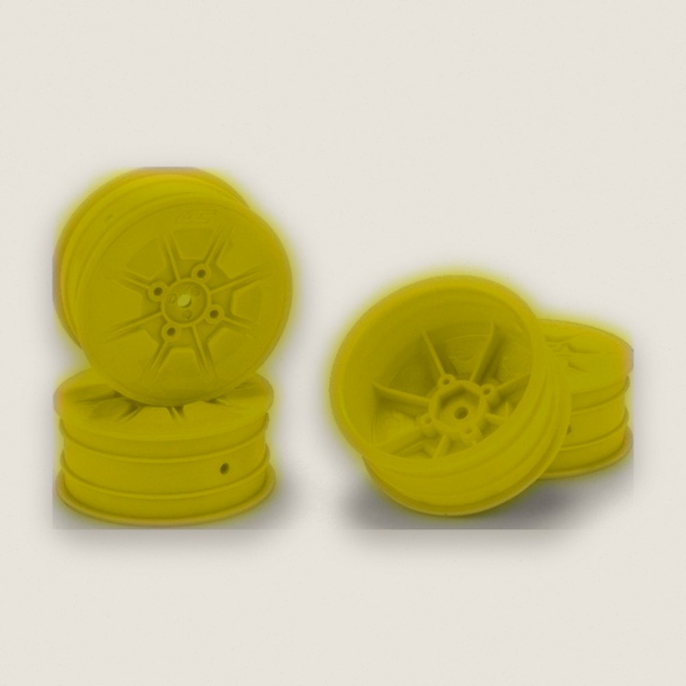 Front Wheel, Pioneer 2.2 4WD for B74/XB4/L1r/22x-4 Yellow 4pc - JConcepts