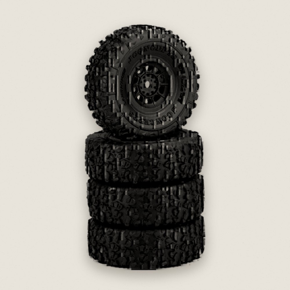 Tire, Landmines Green Compound on Black Hazard Wheel for SCX24 - JConcepts