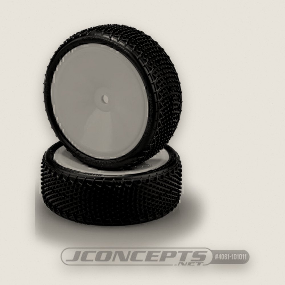 Wide 2.2 2WD Front Tire, Fuzz Bite LP Pre-Mounted on 3347w Wheels - JConcepts