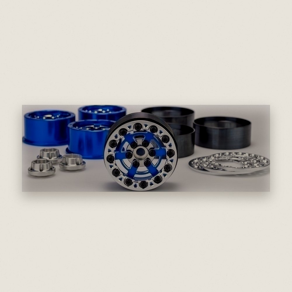 Crawler Wheel, Bulls Eye 2.0 6 Slot Blue with Silver Chamfer And - JConcepts