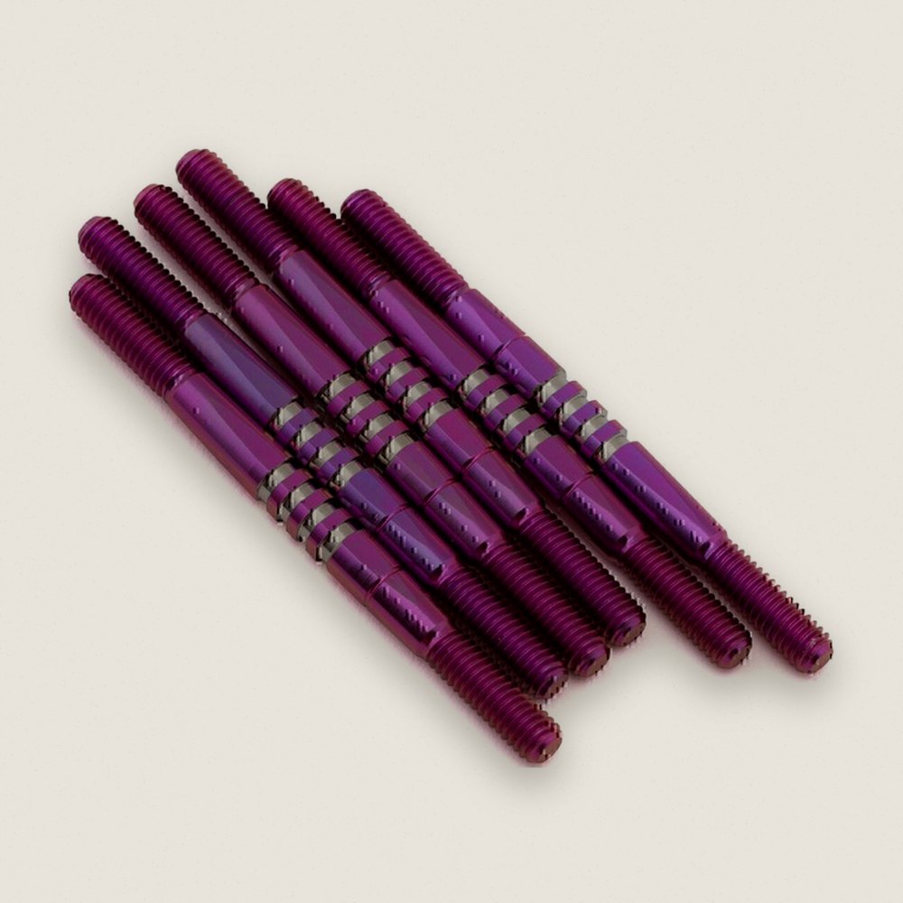 Turnbuckle Set, Fin Titanium Purple (6) for RC10 B7/B7d - JConcepts