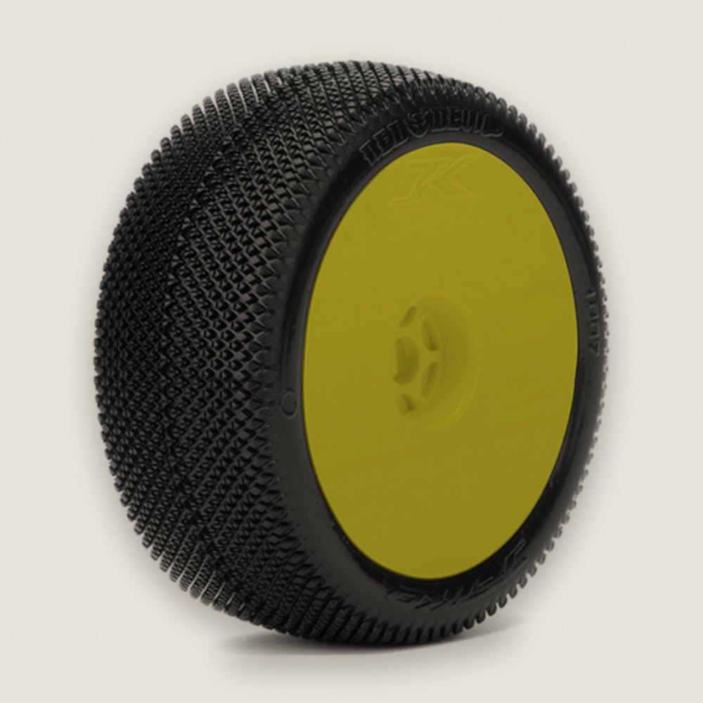 Mounted Red Devil 1/8 Buggy Tires, Yellow Dish Rims, Ultra Soft - Jetko Tires