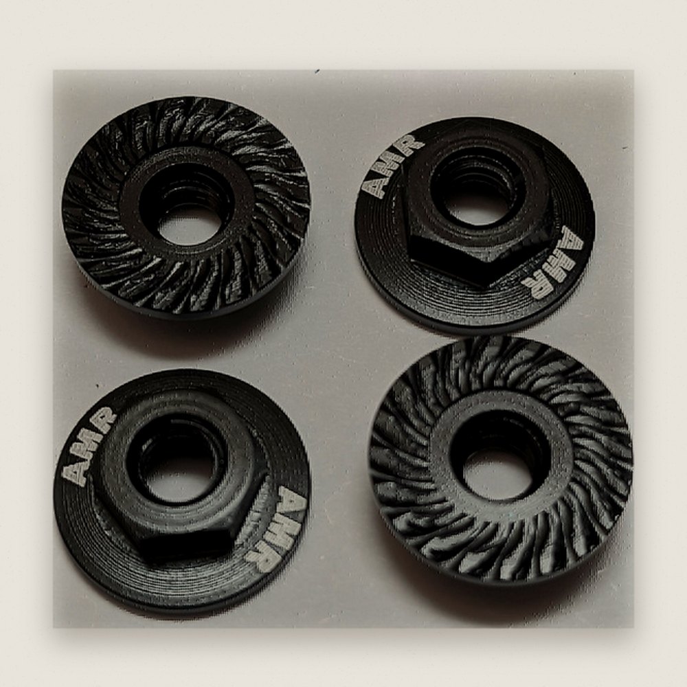 Flange Nut, M4 Aluminum Serrated, Black, 4 Pieces - Kyosho