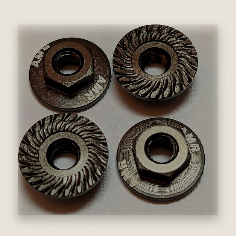 Flange Nut, M4 Large Aluminum Serrated, 4 Pieces - Kyosho