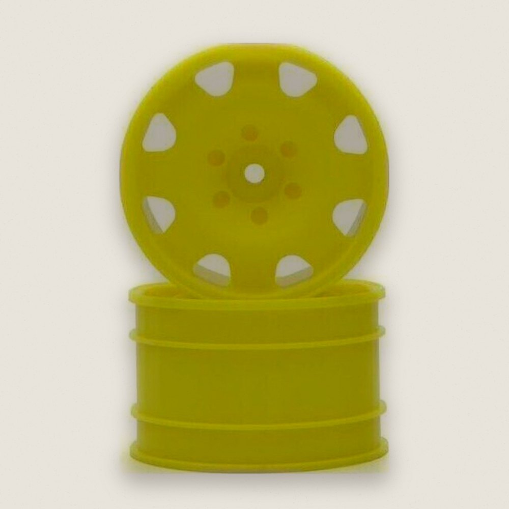 Yellow 8-Spoke Wheel, 50mm, 2 Pieces for Optima Mid, Oth246y - Kyosho