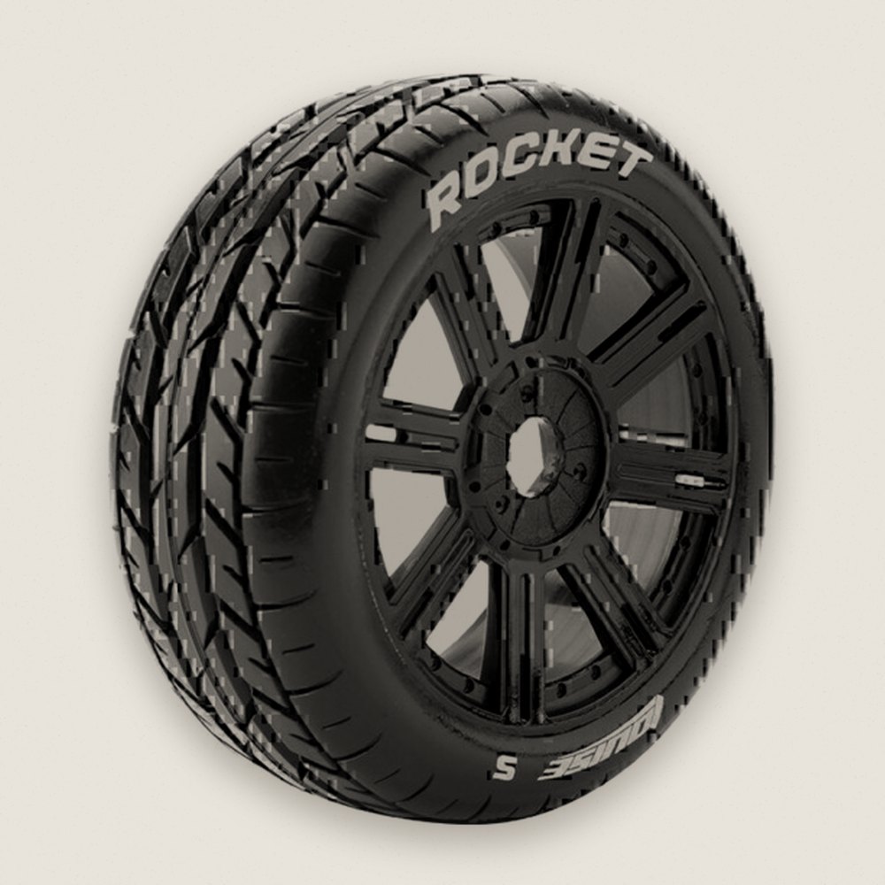 Off-Road Buggy Tires, 1/8 B-Rocket 17mm Hex, Mounted (2) - Louise RC