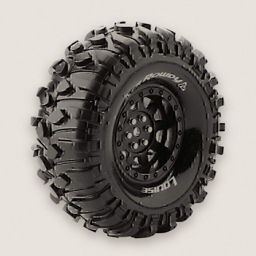 Crawler Tires, 1:10 Cr-Rowdy 1.9 Super Soft, 12mm Hex, Mounted - Louise RC
