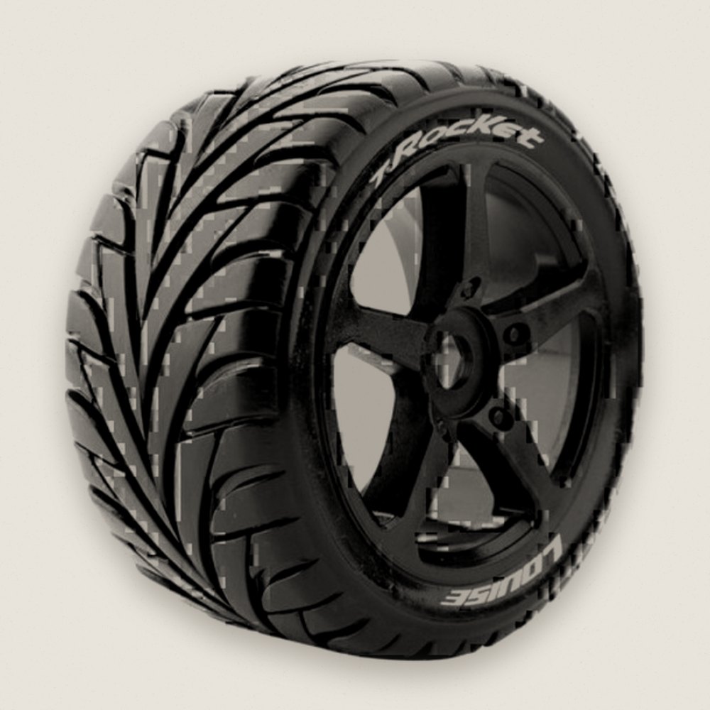 Off-Road Truggy Tires, 1/8 T-Rocket 0 Offset 17mm, Mounted (2) - Louise RC