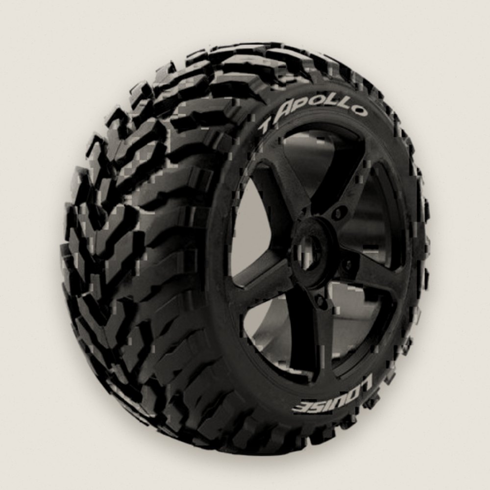 Off-Road Truggy Tires, 1/8 T-Apollo 0 Offset 17mm, Mounted (2) - Louise RC