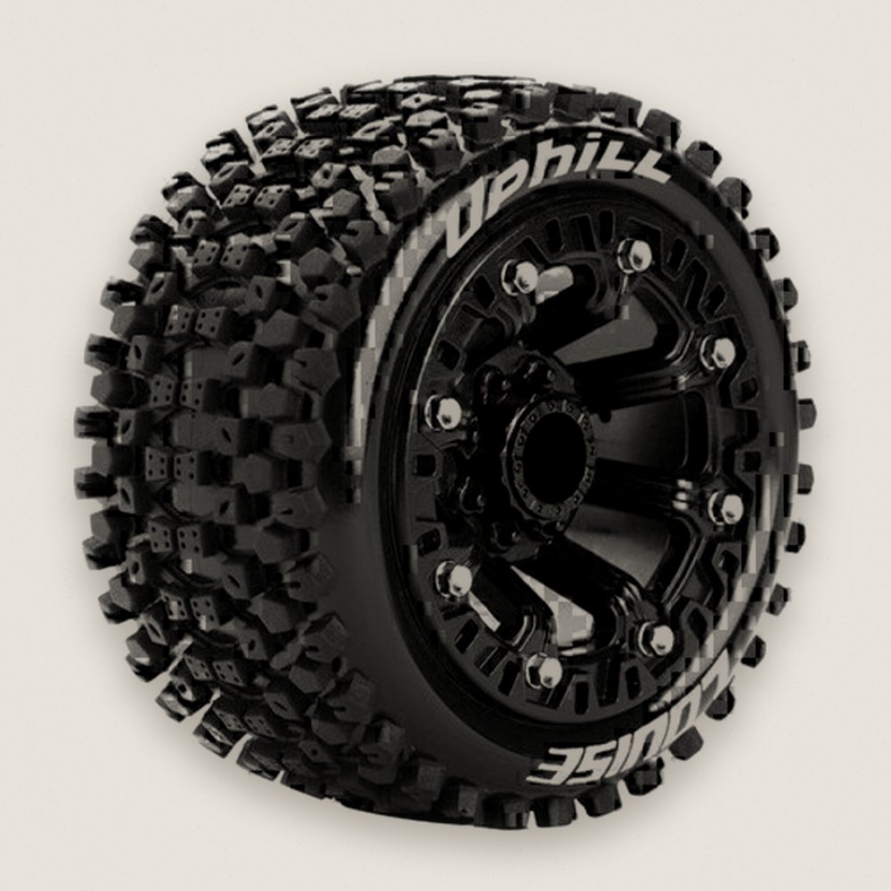 Stadium Truck Tires, 1/16 St-Uphill, 12mm Hex, Soft, Mounted (2) - Louise RC