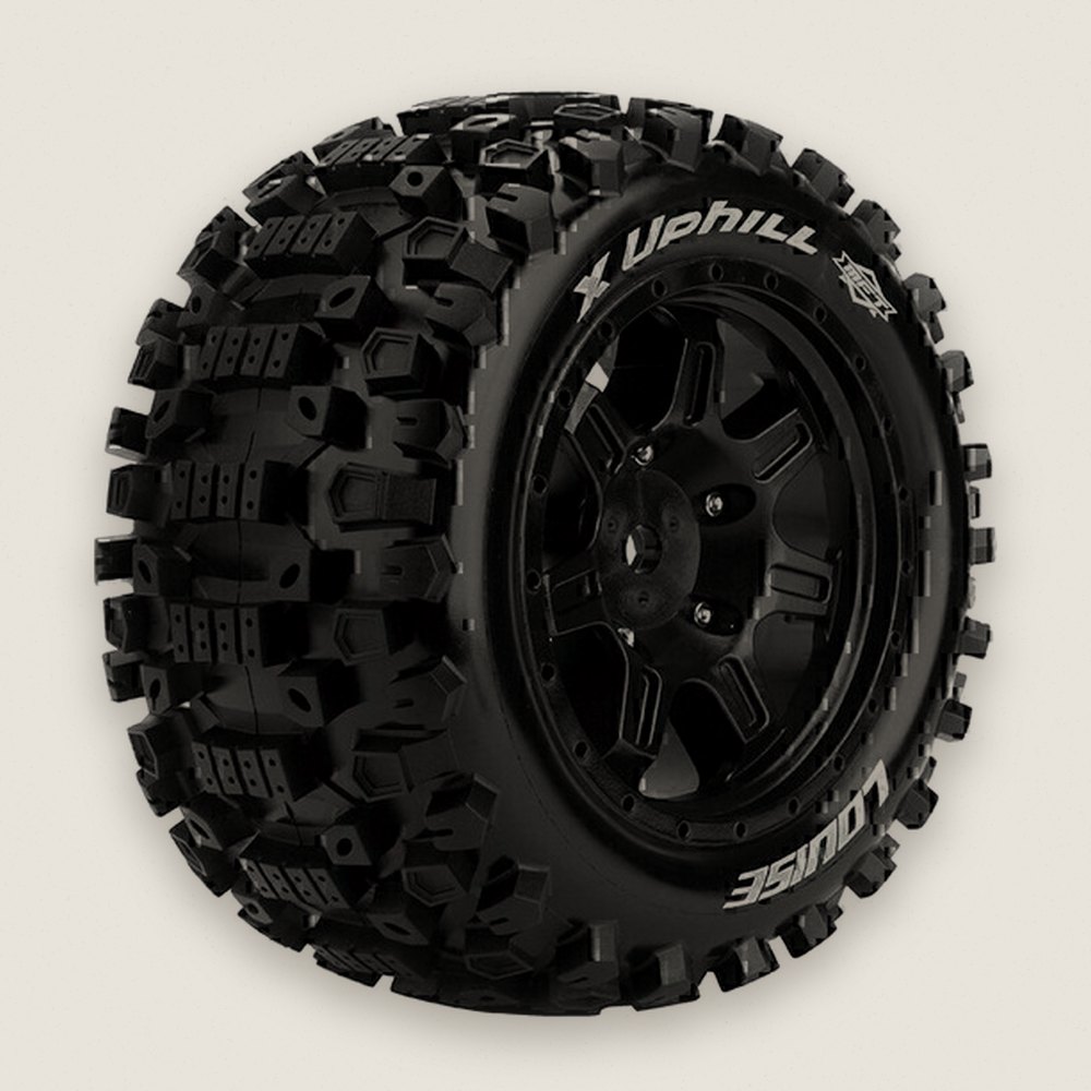 Monster Truck Tires, Mft X-Uphill Sport 24mm Hex, Mounted on Black - Louise RC