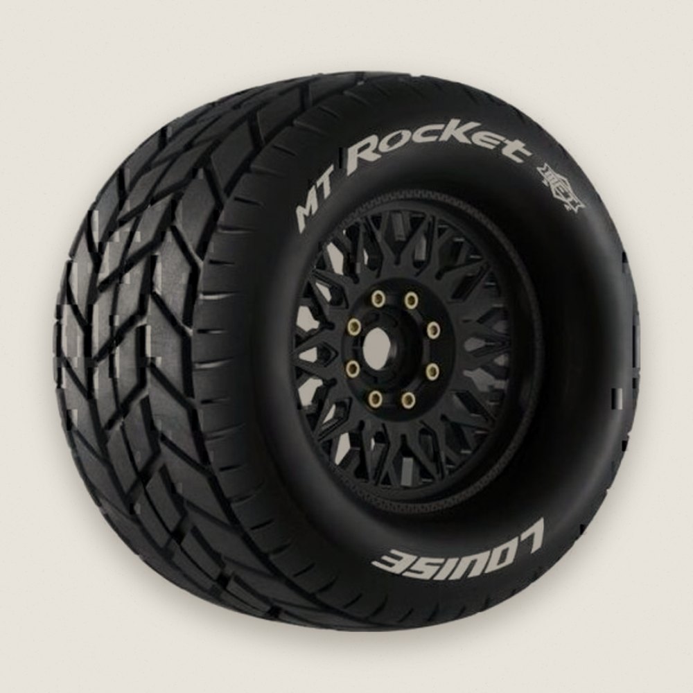 Monster Truck Tires, Mft Mt-Rocket Sport 1/8, 17mm Hex, 0 & 1/2 Offset - Louise RC