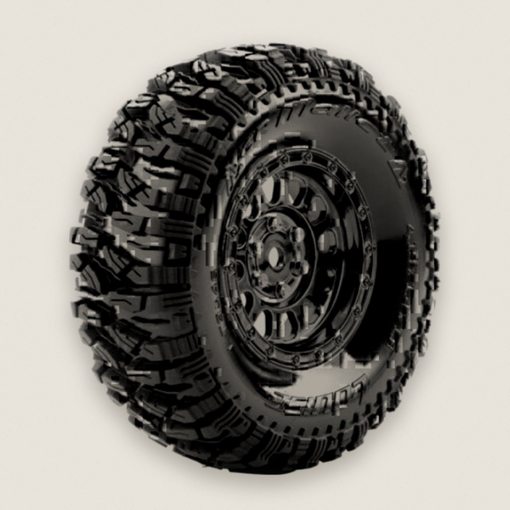 Crawler Tires, Cr-Mallet 1:10 1.9 Class 1 Crawler, 12mm Hex, Mounted on Black Chrome Rim - Louise RC