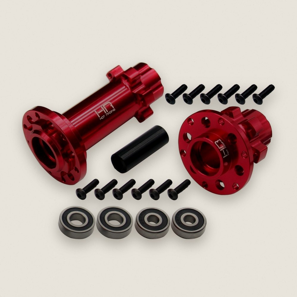Hub Set, CNC Aluminum, Red, for PM-MX - Hot Racing