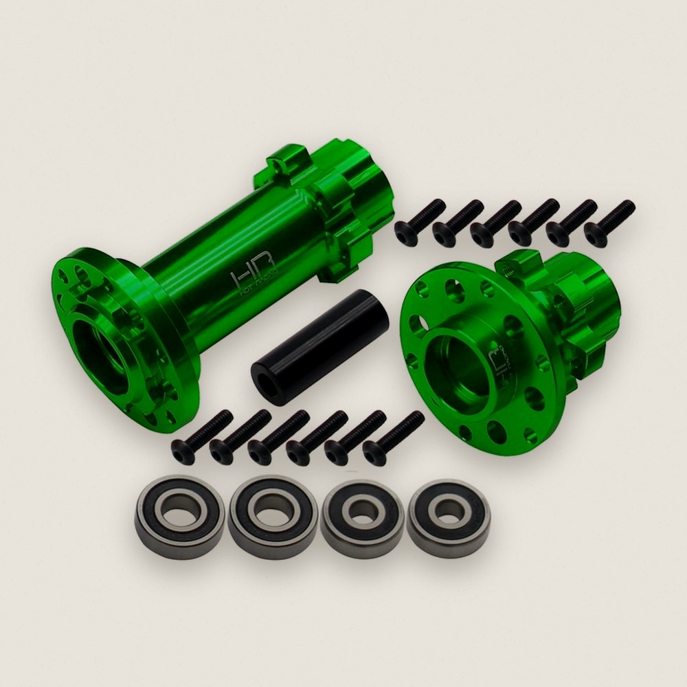Hub Set, CNC Aluminum, Green, for PM-MX - Hot Racing