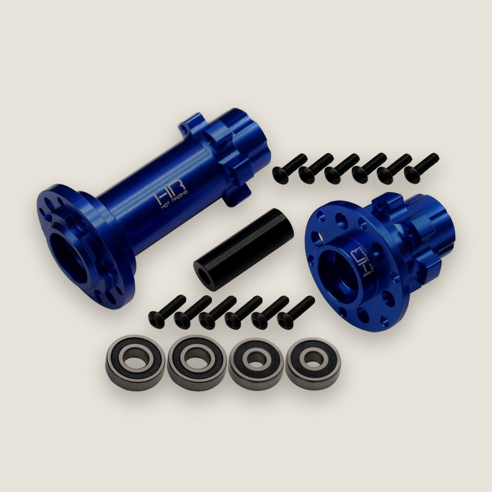 Hub Set, CNC Aluminum, Blue, for PM-MX - Hot Racing