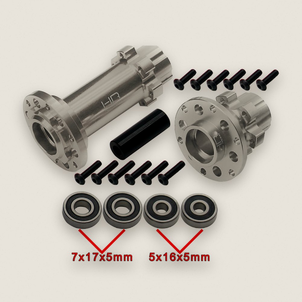 Hub Set, CNC Aluminum, Silver, for PM-MX - Hot Racing