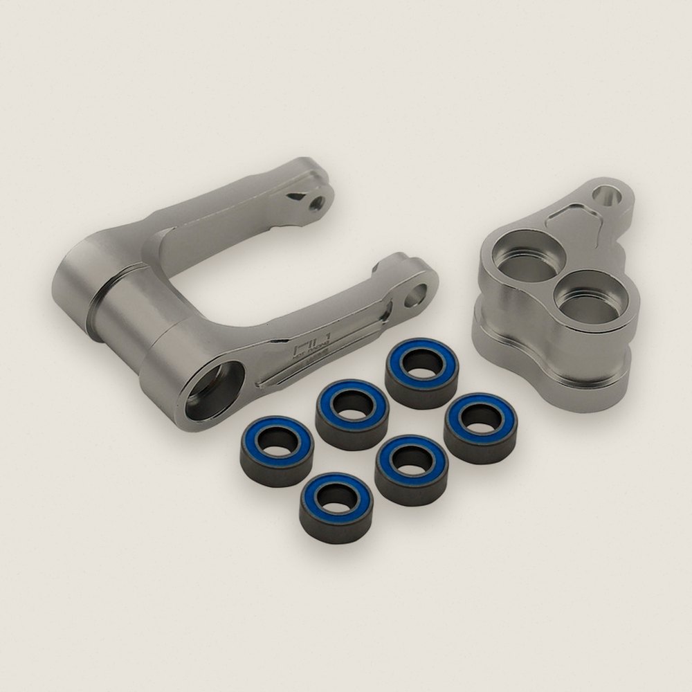 Bearing Knuckle and Pull Rod, Silver Aluminum for PM-MX - Hot Racing