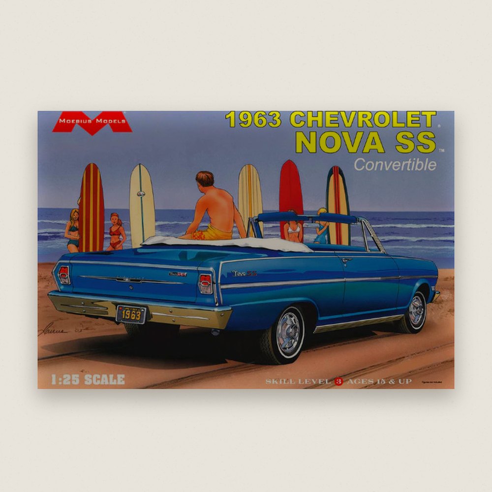 Plastic Model Kit, 1/25 1963 Chevrolet Nova SS Convertible - Moebius Models