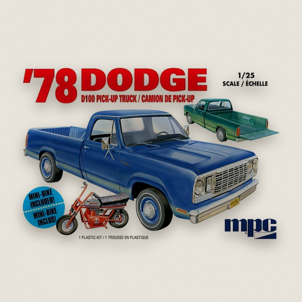 Plastic Model Kit: Custom Pickup 2t, 1978 D0dge D100, 1/25 - MPC