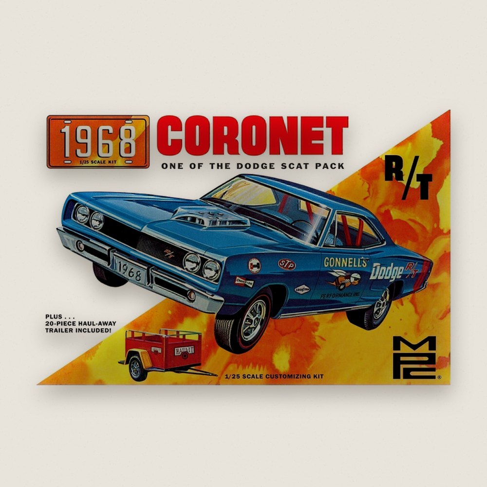 Plastic Model Kit: 1968 D0DGE Coronet Hardtop with Trailer, 1:25 - MPC